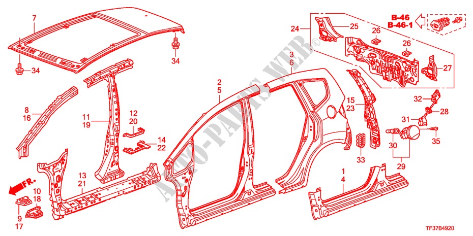 AUSSENBLECHE/TAFEL, HINTEN für Honda JAZZ 1.3LX 5 Türen 5 gang-Schaltgetriebe 2011