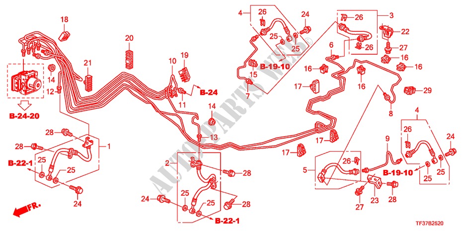 BREMSLEITUNG/SCHLAUCH(LH)(VSA) für Honda JAZZ 1.2LSRE 5 Türen 5 gang-Schaltgetriebe 2011