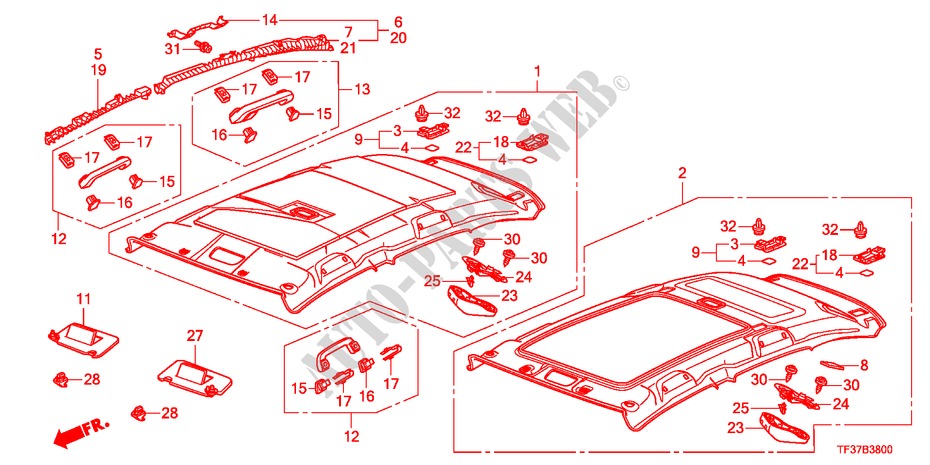 DACHVERKLEIDUNG für Honda JAZZ 1.2LSRE 5 Türen 5 gang-Schaltgetriebe 2011
