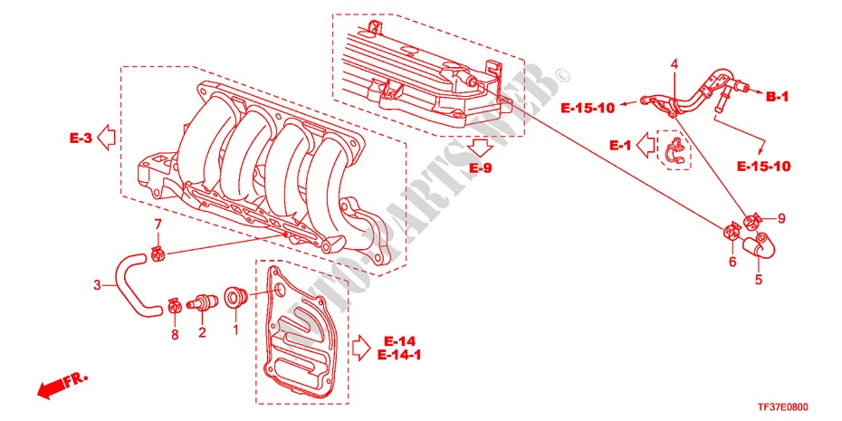 ENTLUEFTUNGSROHR für Honda JAZZ 1.4EX 5 Türen 5 gang-Schaltgetriebe 2011