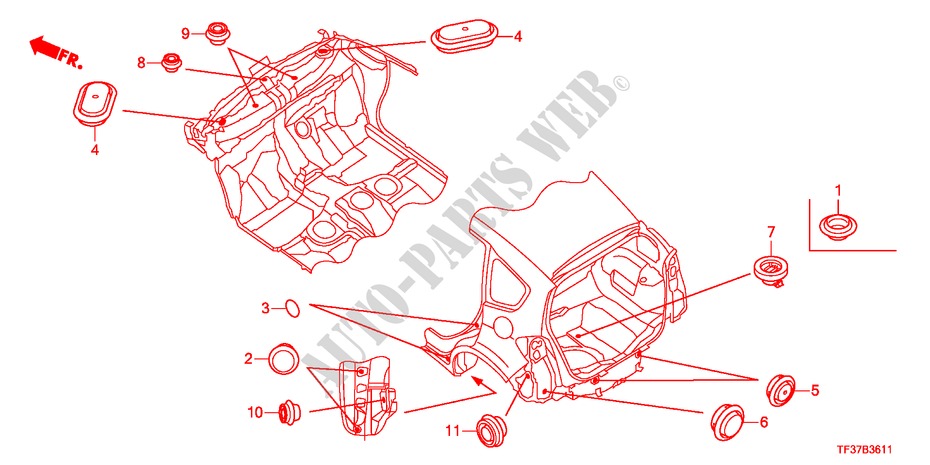GUMMITUELLE(HINTEN) für Honda JAZZ 1.4EX 5 Türen 5 gang-Schaltgetriebe 2011