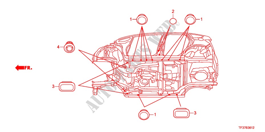 GUMMITUELLE(UNTEN) für Honda JAZZ 1.4LSS 5 Türen 5 gang-Schaltgetriebe 2011