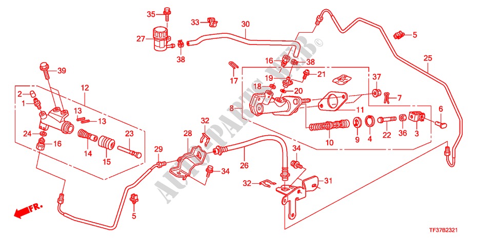 HAUPTKUPPLUNGSZYLINDER(RH) für Honda JAZZ 1.3LX 5 Türen 5 gang-Schaltgetriebe 2011