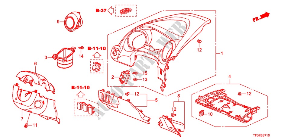 INSTRUMENTENBRETT(FAHRERSEITE)(LH) für Honda JAZZ 1.2LSRE 5 Türen 5 gang-Schaltgetriebe 2011