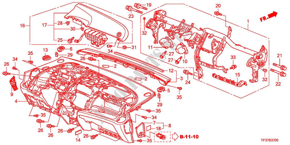 INSTRUMENTENBRETT(LH) für Honda JAZZ 1.2LSRE 5 Türen 5 gang-Schaltgetriebe 2011