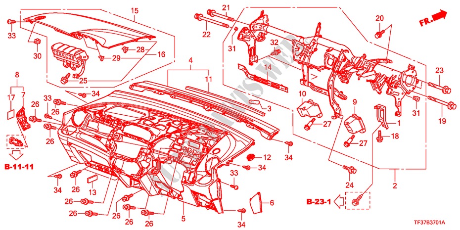INSTRUMENTENBRETT(RH) für Honda JAZZ 1.3LX 5 Türen 5 gang-Schaltgetriebe 2011