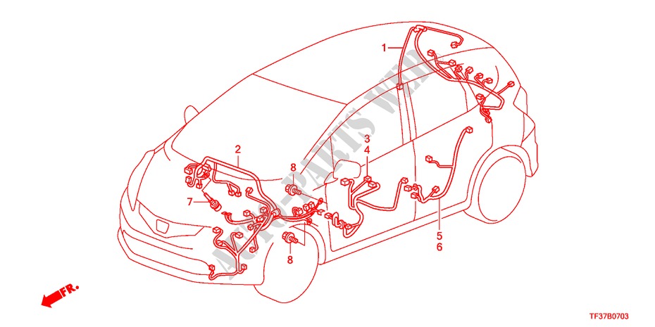KABELBAUM(RH)(2) für Honda JAZZ 1.4EX 5 Türen 5 gang-Schaltgetriebe 2011