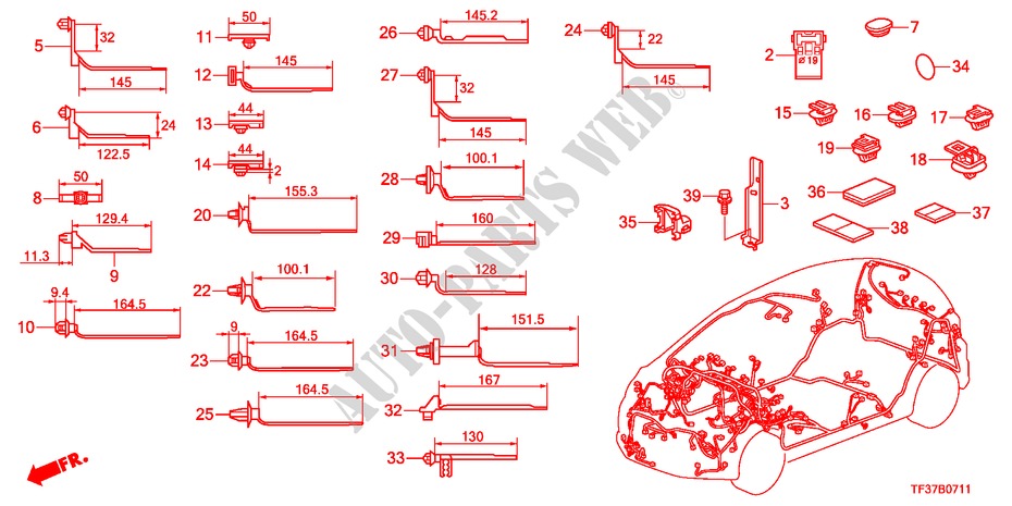 KABELBAUMBAND/BUEGEL(RH) für Honda JAZZ 1.4EX 5 Türen 5 gang-Schaltgetriebe 2011