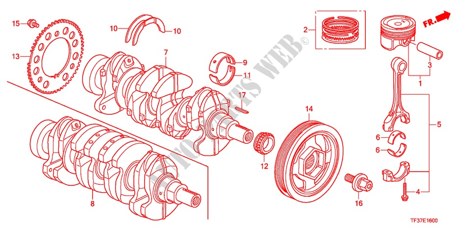 KOLBEN/KURBELWELLE für Honda JAZZ 1.4LSS 5 Türen 5 gang-Schaltgetriebe 2011