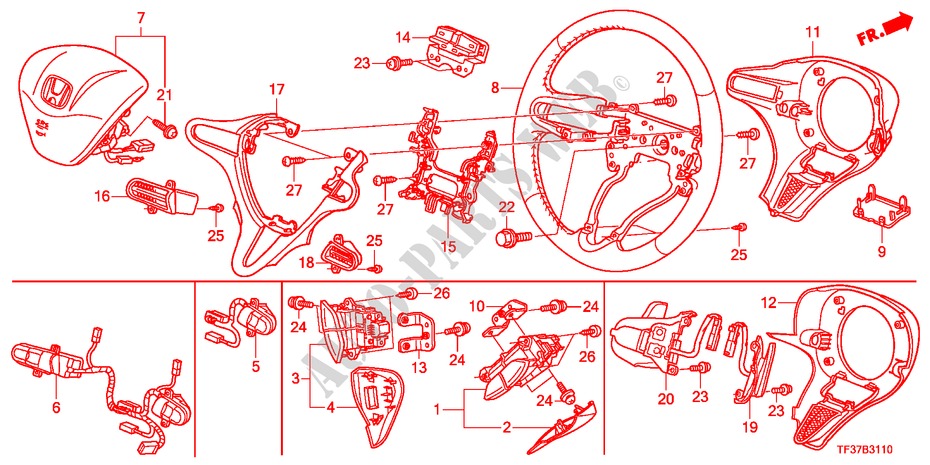 LENKRAD(SRS) für Honda JAZZ 1.2LSRE 5 Türen 5 gang-Schaltgetriebe 2011