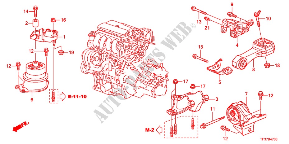 MOTORBEFESTIGUNG(MT) für Honda JAZZ 1.4EX 5 Türen 5 gang-Schaltgetriebe 2011