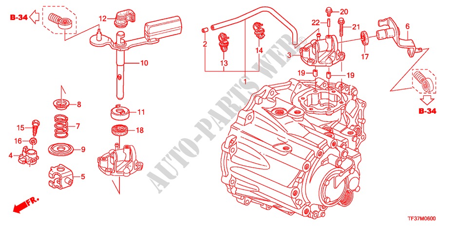 SCHALTHEBEL/SCHALTARM(MT) für Honda JAZZ 1.3LX 5 Türen 5 gang-Schaltgetriebe 2011