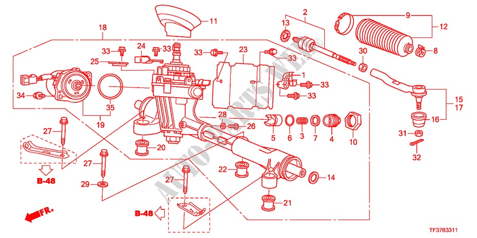 SERVOLENKGETRIEBE(EPS)(RH) für Honda JAZZ 1.3LX 5 Türen 5 gang-Schaltgetriebe 2011