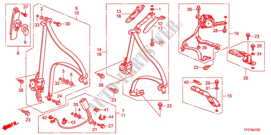 SITZGURTE für Honda JAZZ 1.3LX 5 Türen 5 gang-Schaltgetriebe 2011