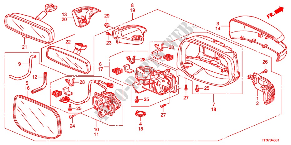 SPIEGEL(AUTOMATISCH DREHUNG) für Honda JAZZ 1.4EX 5 Türen 5 gang-Schaltgetriebe 2011