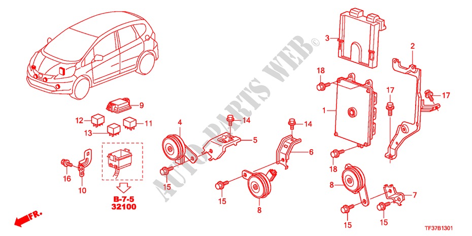 STEUERGERAT(MOTORRAUM)(RH) für Honda JAZZ 1.3LX 5 Türen 5 gang-Schaltgetriebe 2011