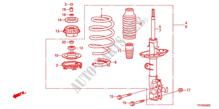STOSSDAEMPFER, VORNE für Honda JAZZ 1.3LX 5 Türen 5 gang-Schaltgetriebe 2011