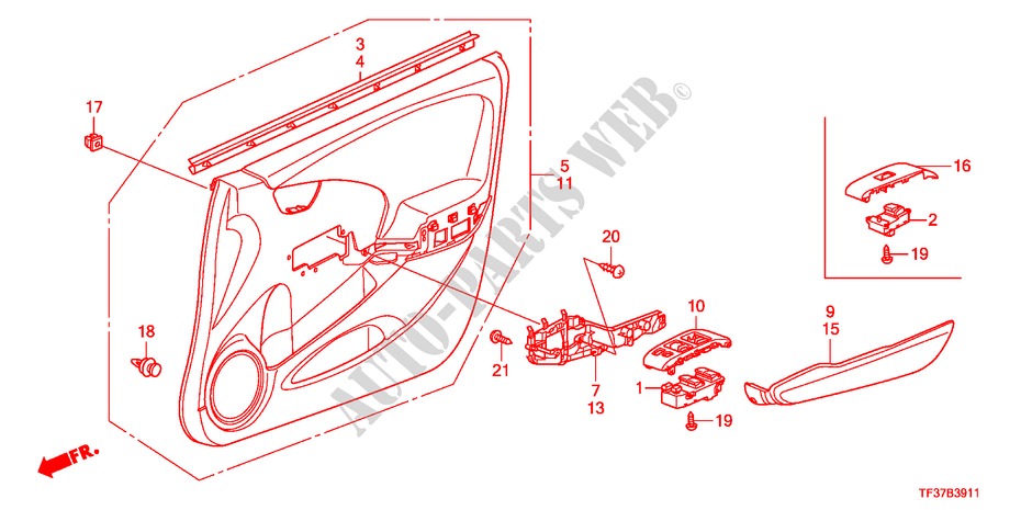 TUERVERKLEIDUNG, VORNE(RH) für Honda JAZZ 1.3LX 5 Türen 5 gang-Schaltgetriebe 2011