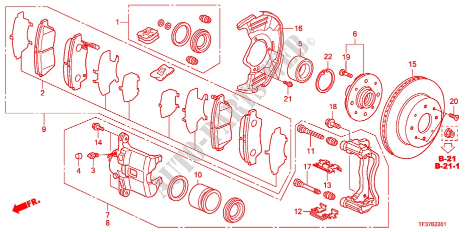 VORDERRADBREMSE für Honda JAZZ 1.3LX 5 Türen 5 gang-Schaltgetriebe 2011