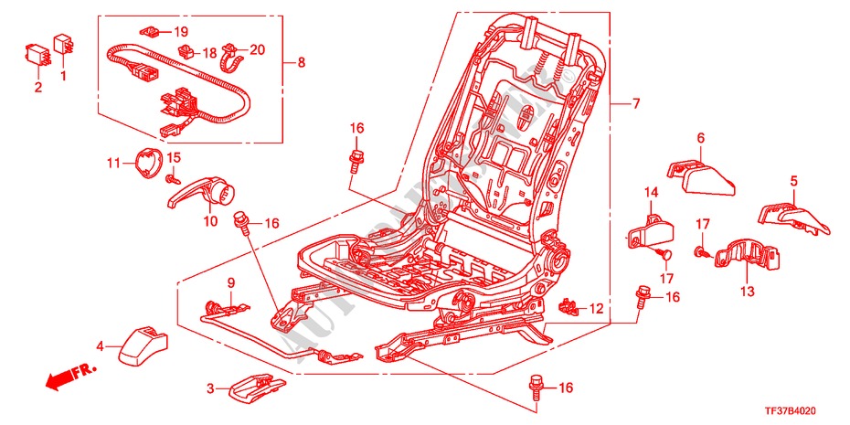 VORNE SITZKOMPONENTEN(R.) für Honda JAZZ 1.2LSRE 5 Türen 5 gang-Schaltgetriebe 2011