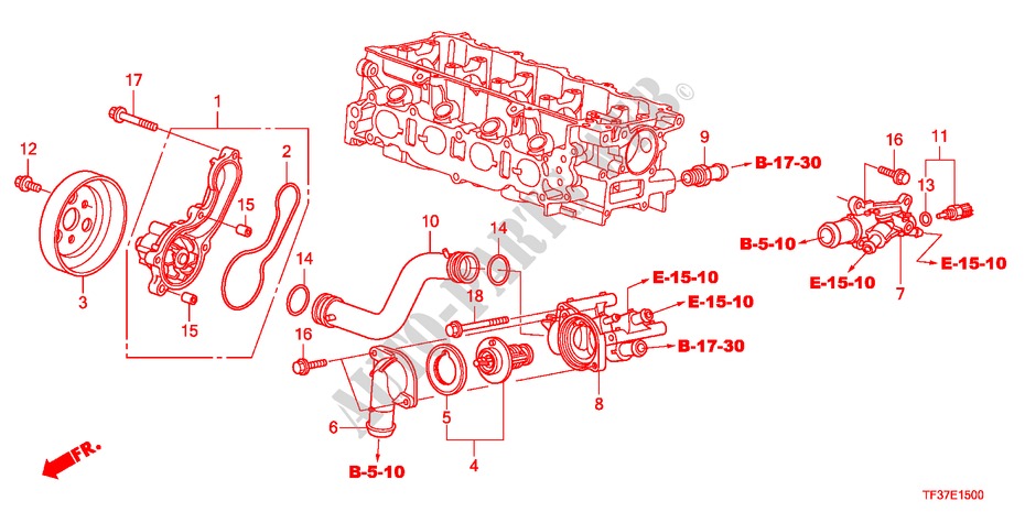 WASSERPUMPE für Honda JAZZ 1.4EX 5 Türen 5 gang-Schaltgetriebe 2011