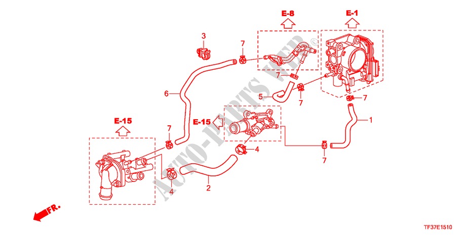 WASSERSCHLAUCH für Honda JAZZ 1.2LSRE 5 Türen 5 gang-Schaltgetriebe 2011