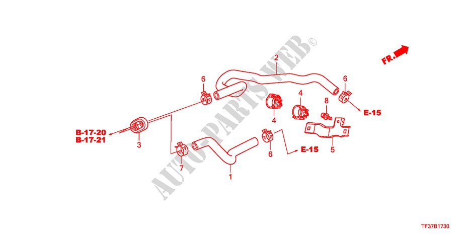 WASSERSCHLAUCH für Honda JAZZ 1.4LSS 5 Türen 5 gang-Schaltgetriebe 2011