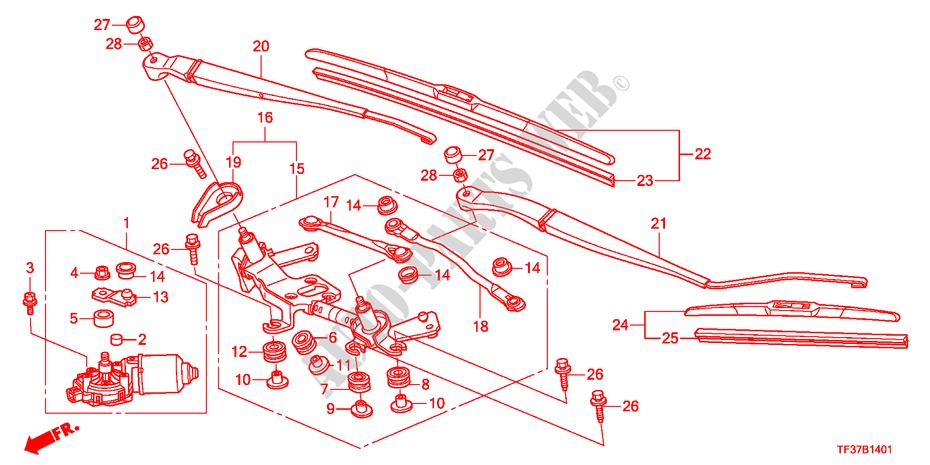 WINDSCHUTZSCHEIBENWISCHER(RH) für Honda JAZZ 1.3LX 5 Türen 5 gang-Schaltgetriebe 2011