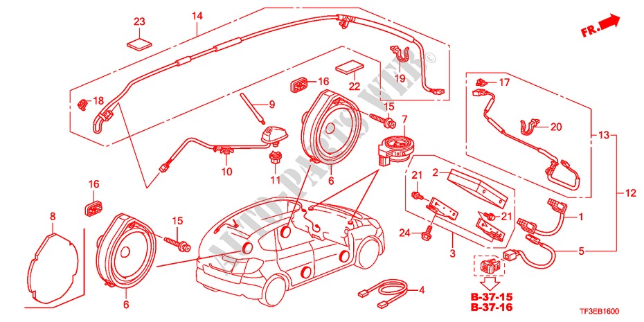 ANTENNE/LAUTSPRECHER für Honda JAZZ 1.4EX 5 Türen 5 gang-Schaltgetriebe 2012