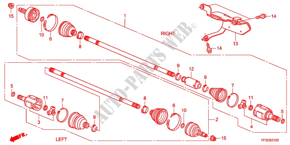 ANTRIEBSWELLE, VORNE(1) für Honda JAZZ 1.4ES 5 Türen 5 gang-Schaltgetriebe 2012