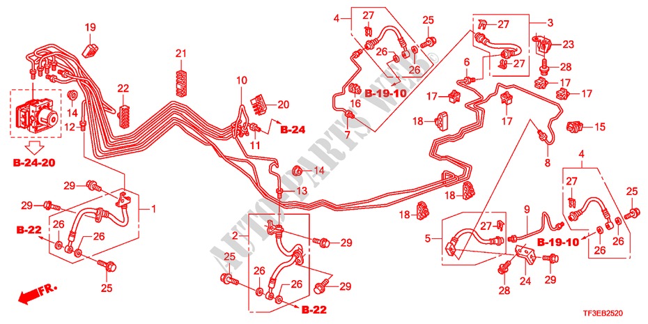 BREMSLEITUNG/SCHLAUCH(LH)(VSA) für Honda JAZZ 1.4S     TEMP TIRE 5 Türen 5 gang-Schaltgetriebe 2012