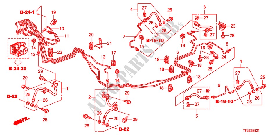 BREMSLEITUNG/SCHLAUCH(RH)(VSA) für Honda JAZZ 1.4ES 5 Türen 5 gang-Schaltgetriebe 2012