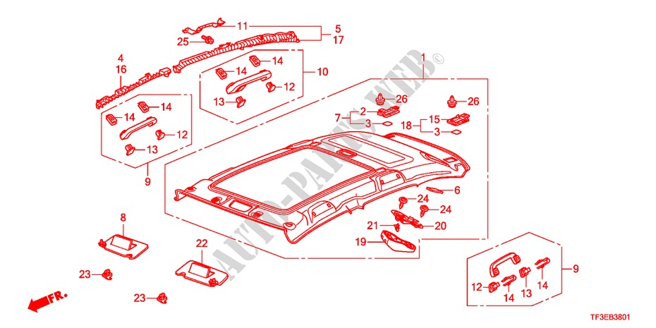 DACHVERKLEIDUNG(SCHIEBEDACH) für Honda JAZZ 1.4EX 5 Türen 5 gang-Schaltgetriebe 2012