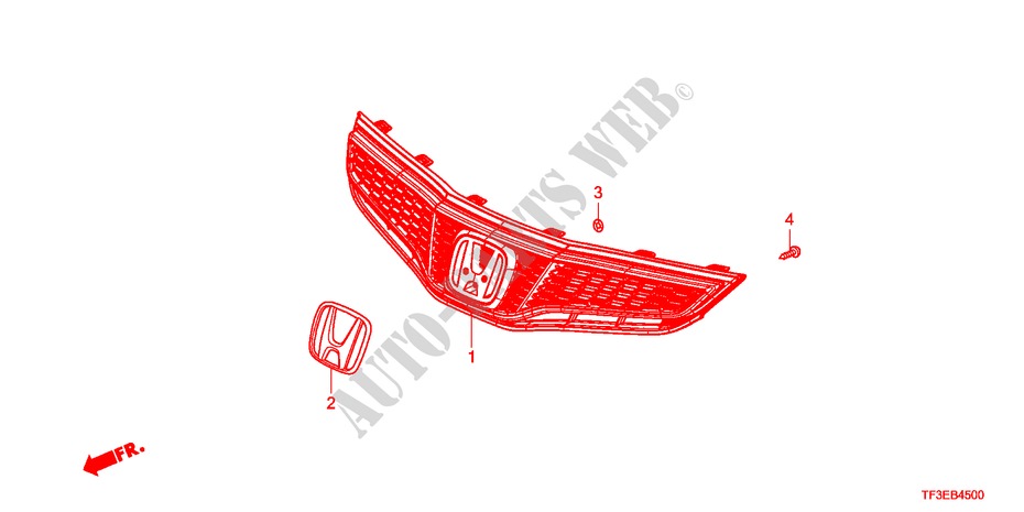 GRILL, VORNE für Honda JAZZ 1.4ES 5 Türen 5 gang-Schaltgetriebe 2012
