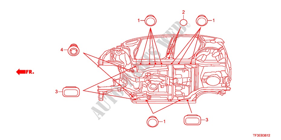 GUMMITUELLE(UNTEN) für Honda JAZZ 1.5EX 5 Türen 5 gang automatikgetriebe 2012