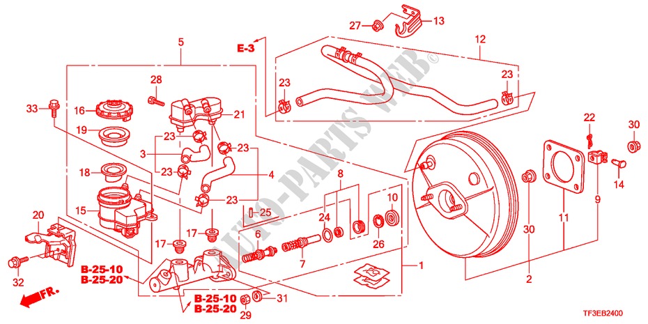 HAUPTBREMSZYLINDER/MASTER POWER(LH) für Honda JAZZ 1.4LS    TEMP TIRE 5 Türen 5 gang-Schaltgetriebe 2012