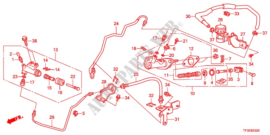 HAUPTKUPPLUNGSZYLINDER(LH) für Honda JAZZ 1.4S     TEMP TIRE 5 Türen 5 gang-Schaltgetriebe 2012
