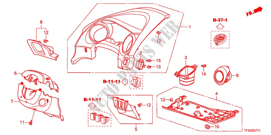 INSTRUMENTENBRETT(FAHRERSEITE)(RH) für Honda JAZZ 1.4ES 5 Türen 5 gang-Schaltgetriebe 2012