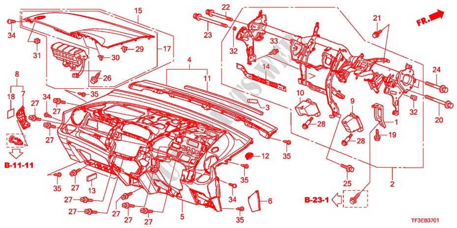 INSTRUMENTENBRETT(RH) für Honda JAZZ 1.4EX 5 Türen 5 gang-Schaltgetriebe 2012