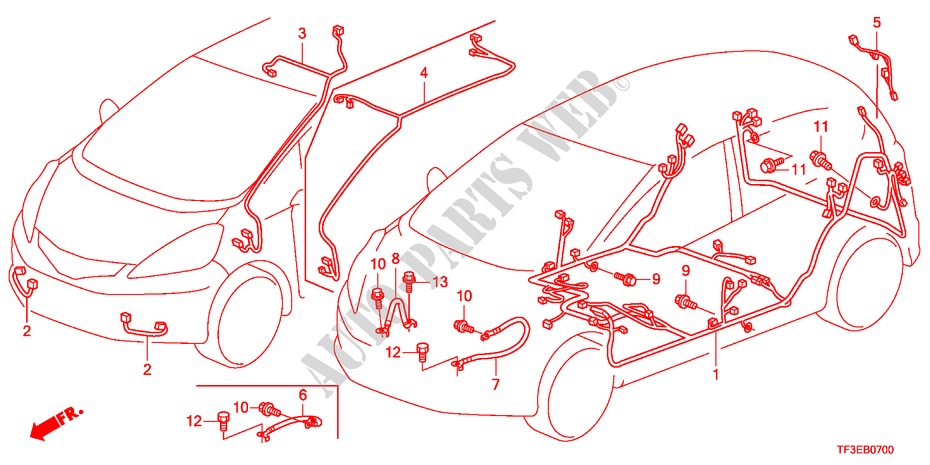 KABELBAUM(1)(LH) für Honda JAZZ 1.2S 5 Türen 5 gang-Schaltgetriebe 2012