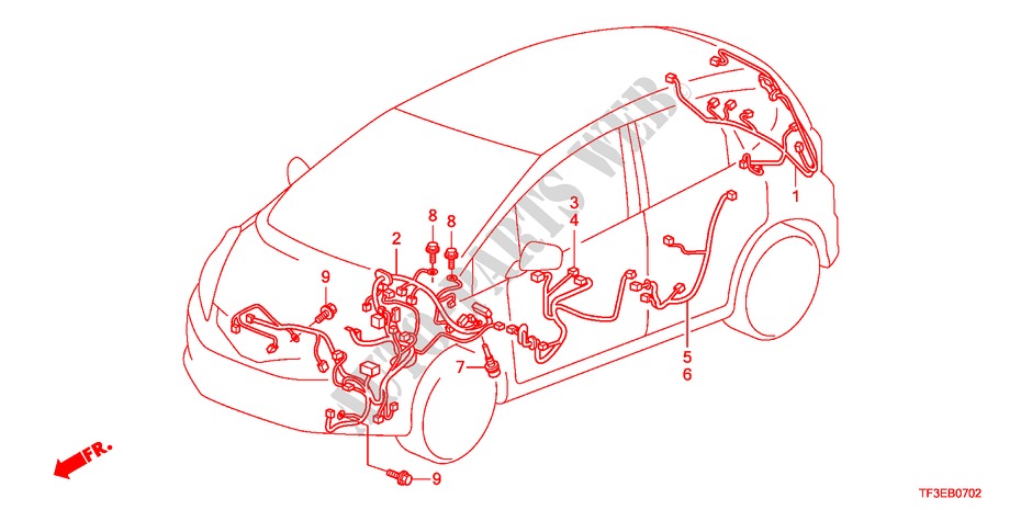 KABELBAUM(2)(LH) für Honda JAZZ 1.2LS    TEMP TIRE 5 Türen 5 gang-Schaltgetriebe 2012