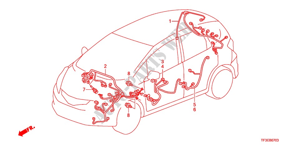 KABELBAUM(2)(RH) für Honda JAZZ 1.4EX 5 Türen vollautomatische 2012