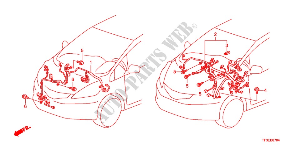 KABELBAUM(3)(LH) für Honda JAZZ 1.4S     TEMP TIRE 5 Türen 5 gang-Schaltgetriebe 2012