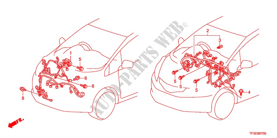 KABELBAUM(3)(RH) für Honda JAZZ 1.4EX 5 Türen 5 gang-Schaltgetriebe 2012