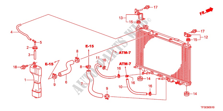 KUEHLERSCHLAUCH/RESERVETANK für Honda JAZZ 1.4EX 5 Türen 5 gang-Schaltgetriebe 2012