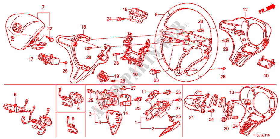 LENKRAD für Honda JAZZ 1.4EX 5 Türen 5 gang-Schaltgetriebe 2012