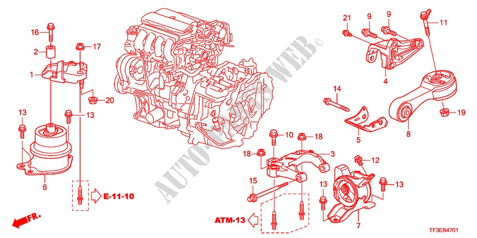MOTORBEFESTIGUNG(CVT) für Honda JAZZ 1.4EX 5 Türen vollautomatische 2012