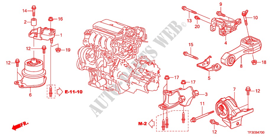 MOTORBEFESTIGUNG(MT) für Honda JAZZ 1.5EX 5 Türen 5 gang-Schaltgetriebe 2012