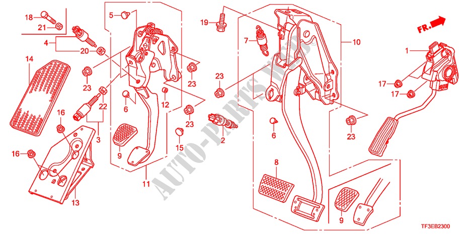 PEDAL(LH) für Honda JAZZ 1.5EX 5 Türen 5 gang-Schaltgetriebe 2012