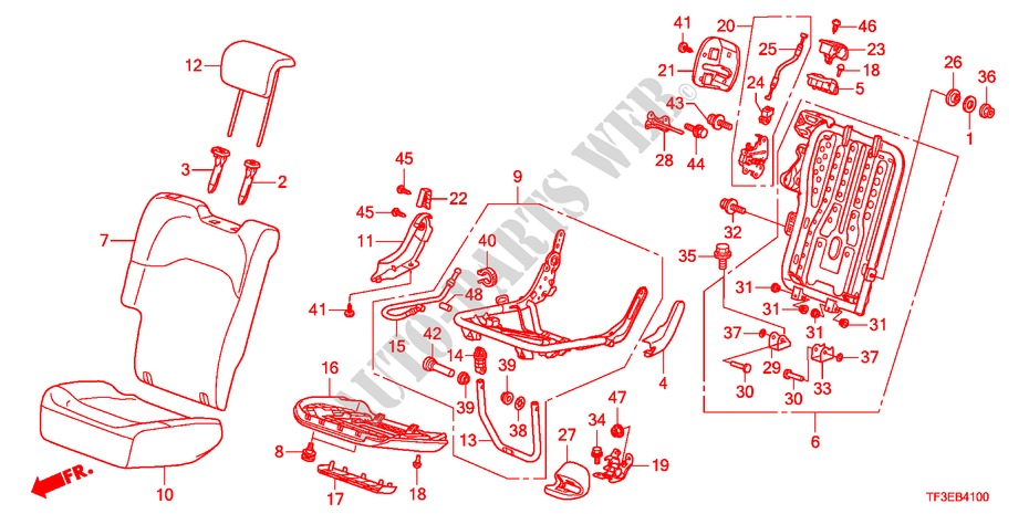RUECKSITZ(R.) für Honda JAZZ 1.4EX 5 Türen 5 gang-Schaltgetriebe 2012